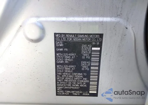 2018 Nissan Rogue Sv from USA, damaged, VIN KNMAT2MV9JP603017